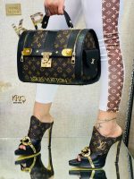 Luis Vuitton Black And Gold Heels With The Bag Perfect Giftset